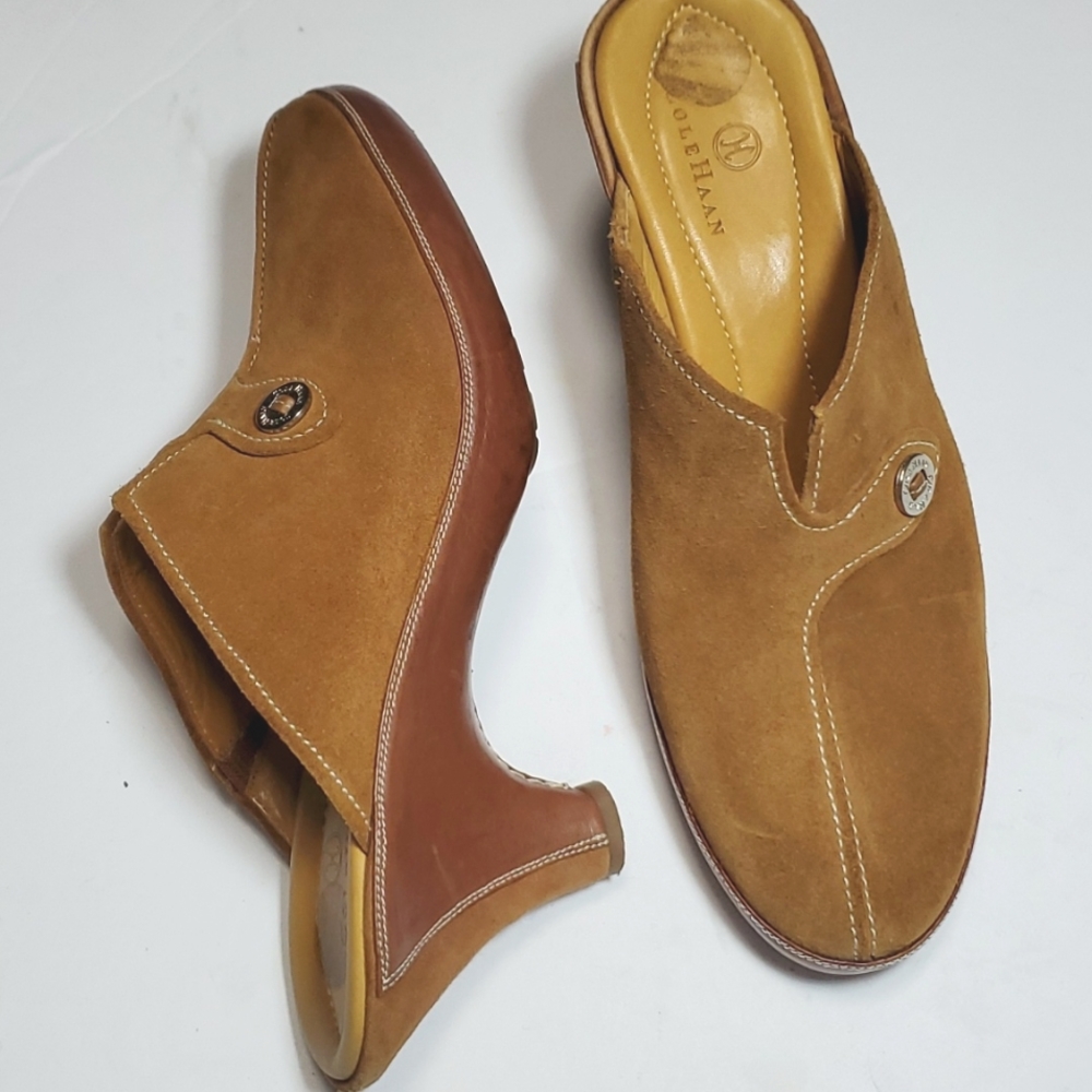 COLEHAAN SANDAL WITH CLOSED TOE SIZE 8 1/2 CARAMEL COLOR GOOD CONDITION - Picture 5 of 16